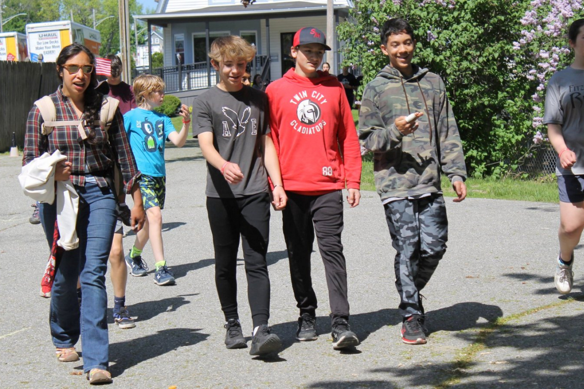 Students walking