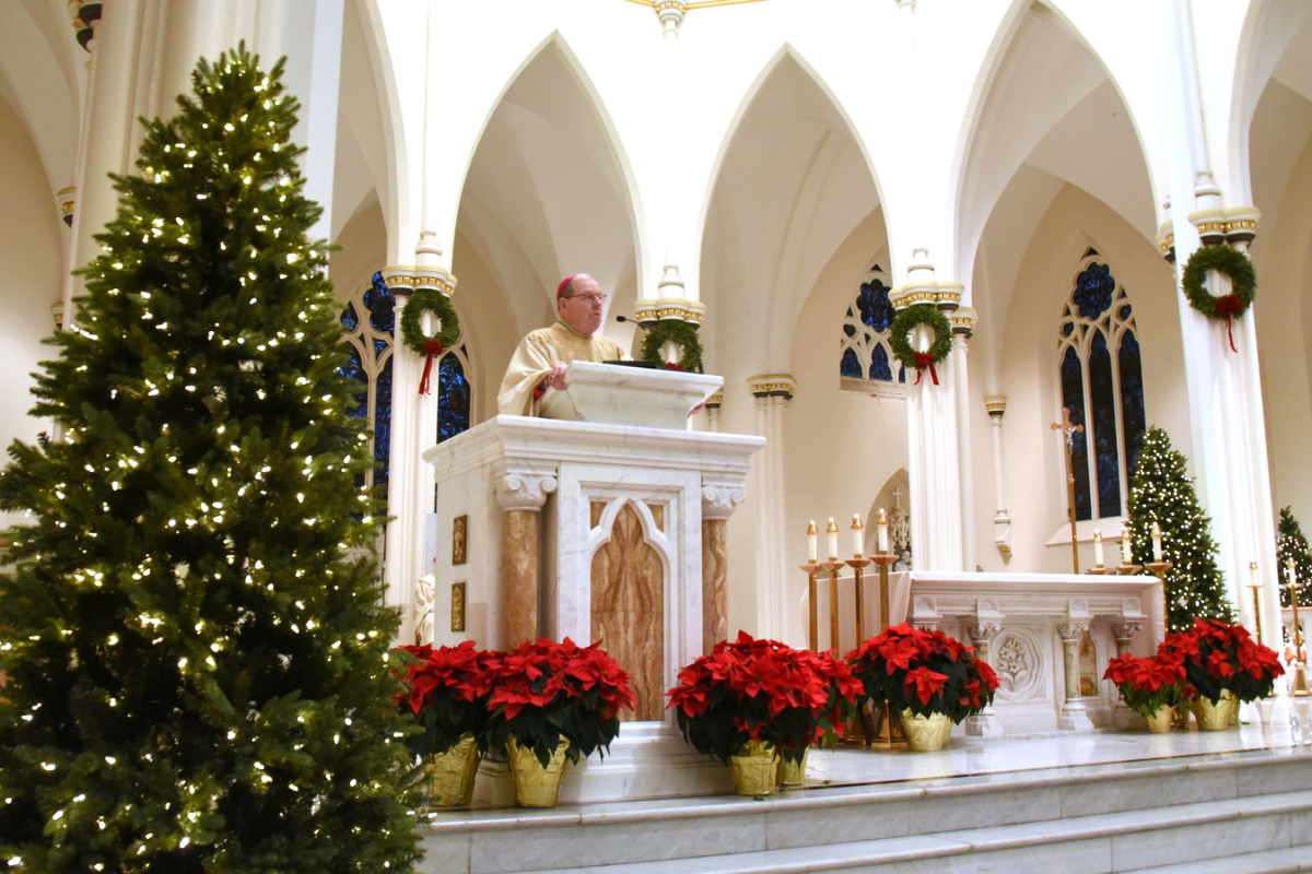 Bishop Deeley delivering his homily at the Cathedral.