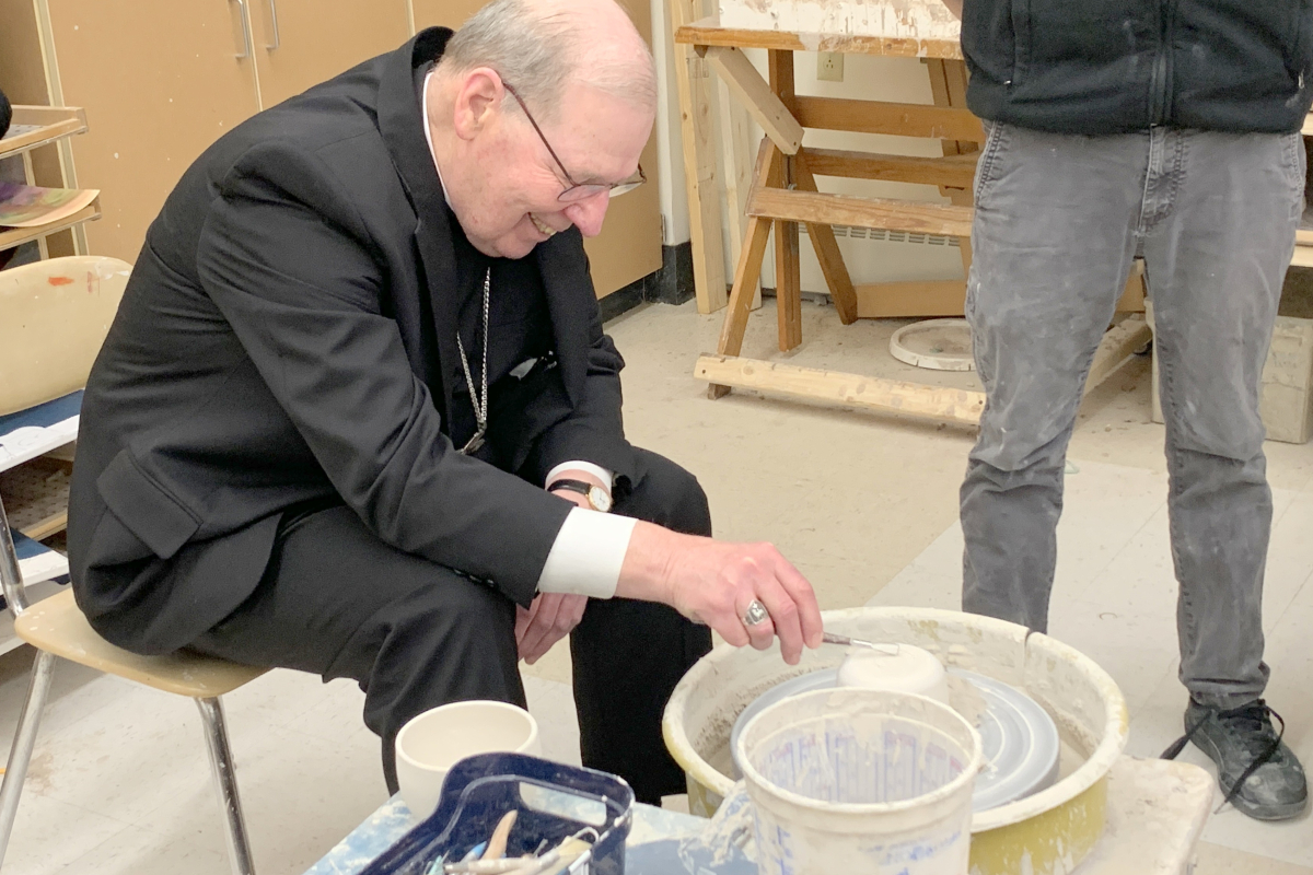 Bishop Deeley visited the Auburn campus of Saint Dominic Academy.  