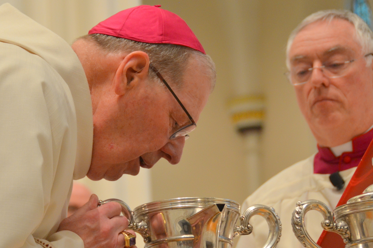 Bishop Deeley celebrates the Chrism Mass on the Tuesday of Holy Week.