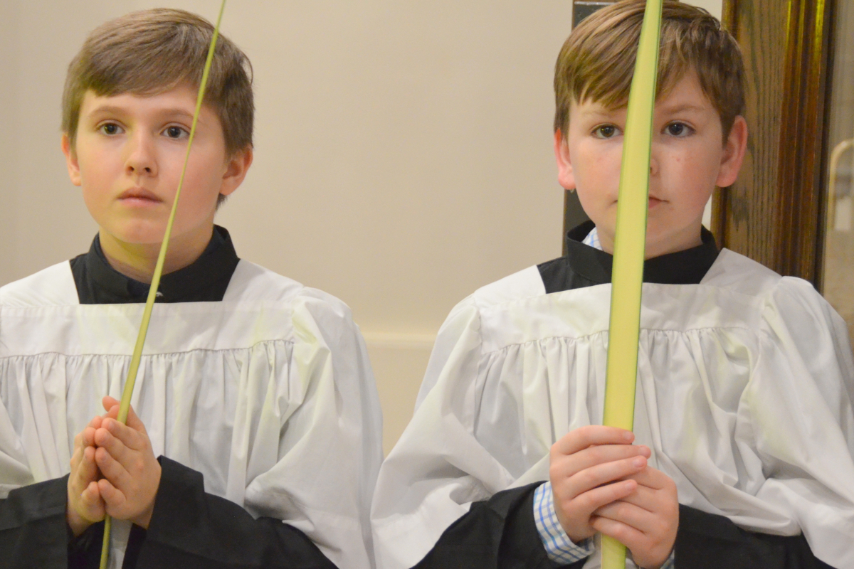 Bishop Deeley celebrates Mass on Palm Sunday in Portland. 