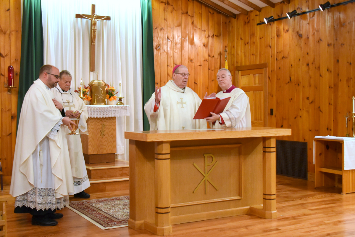 Blessing of the altar by Bishop Robert Deeley