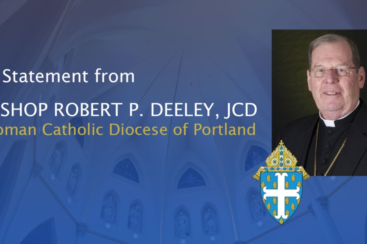 Photo of bishop with words A Statement from Bishop Robert Deeley