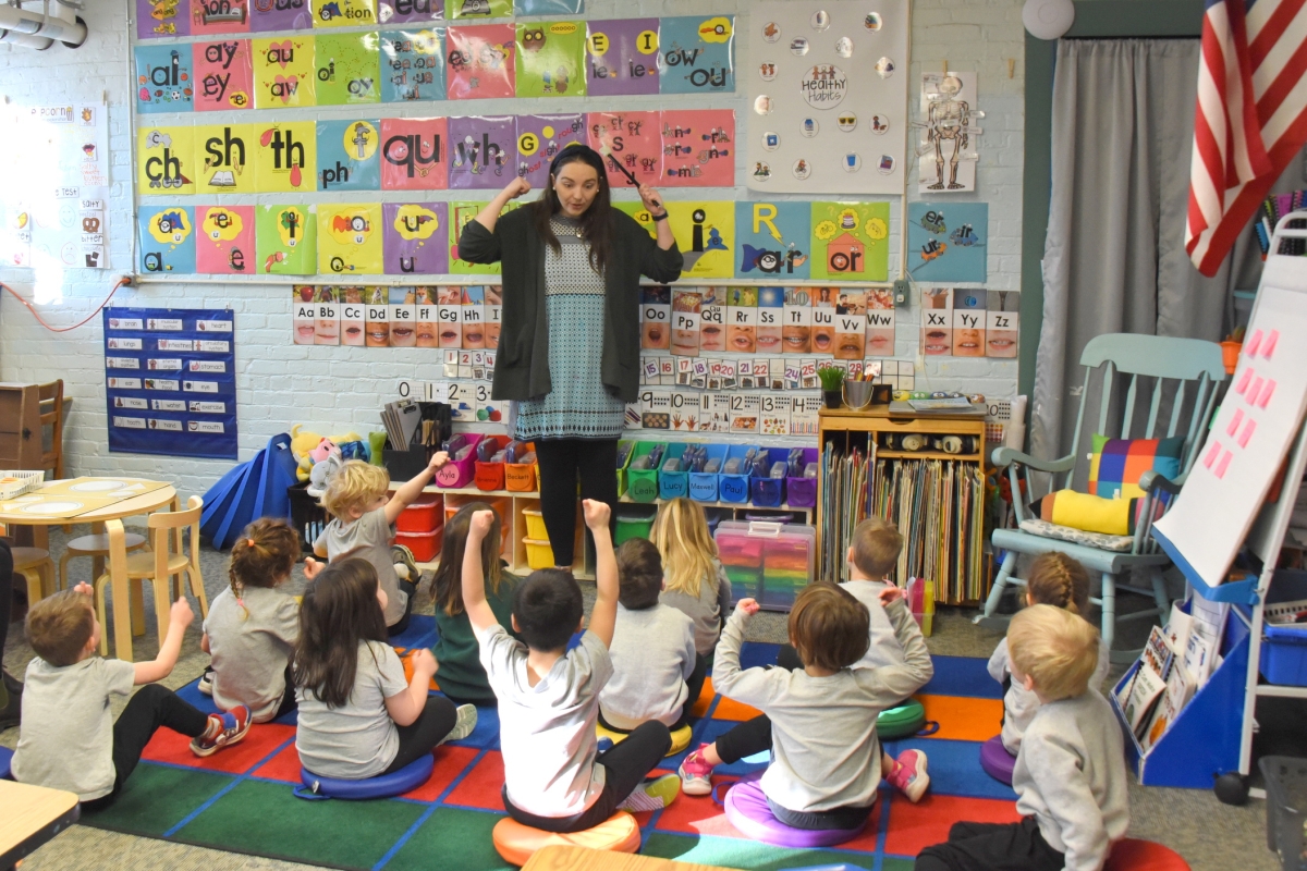 Maggie York with her pre-K students.