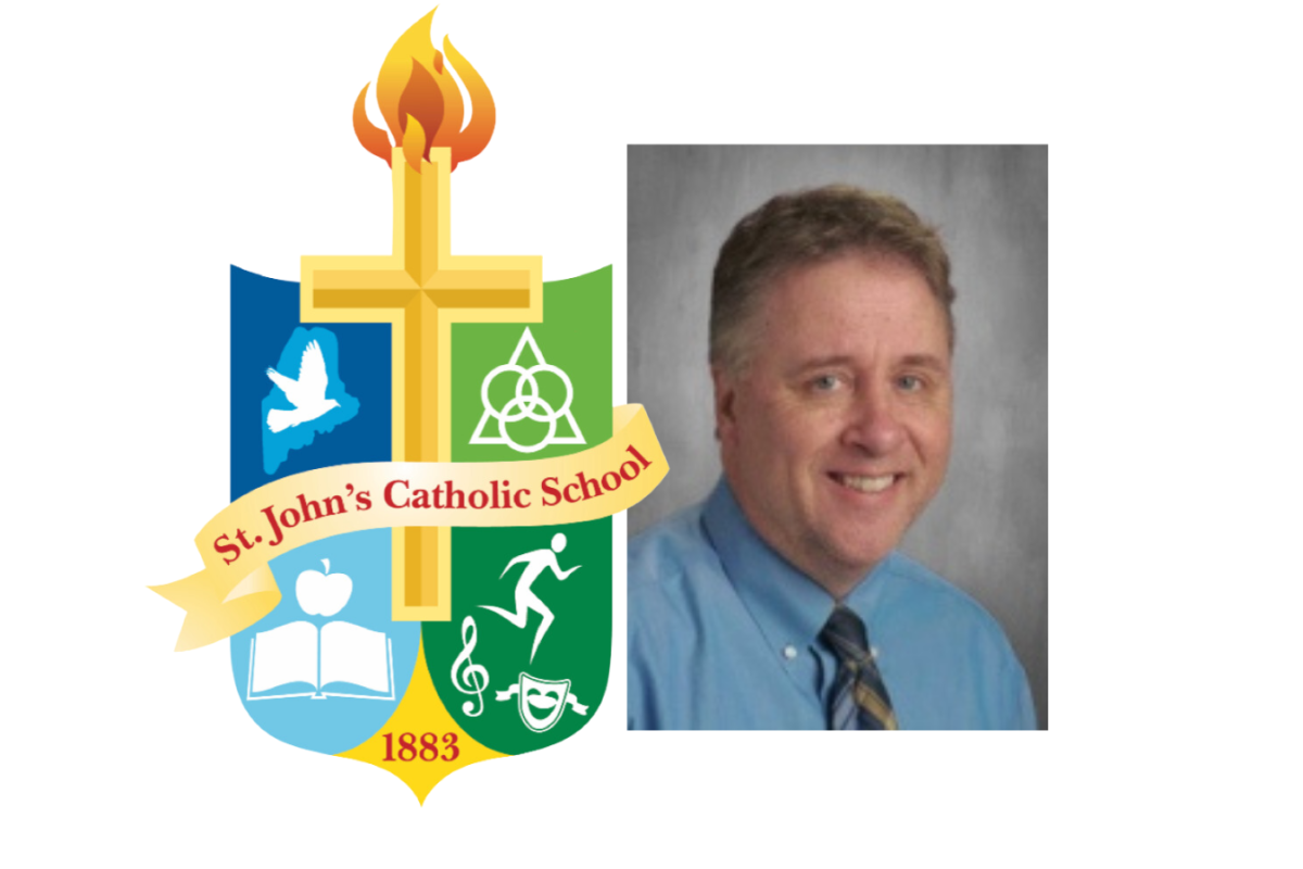 JP Yorkey with St. John's Catholic School logo