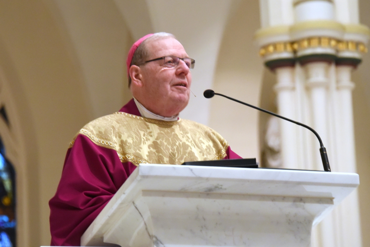 Bishop Robert Deeley delivering a homily.